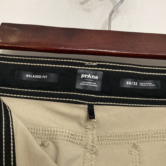 Prana Stretch Zion Pants II Mens 40 x 32 Beige Relaxed Fit Straight Leg Roll Tab - Picture 12 of 16